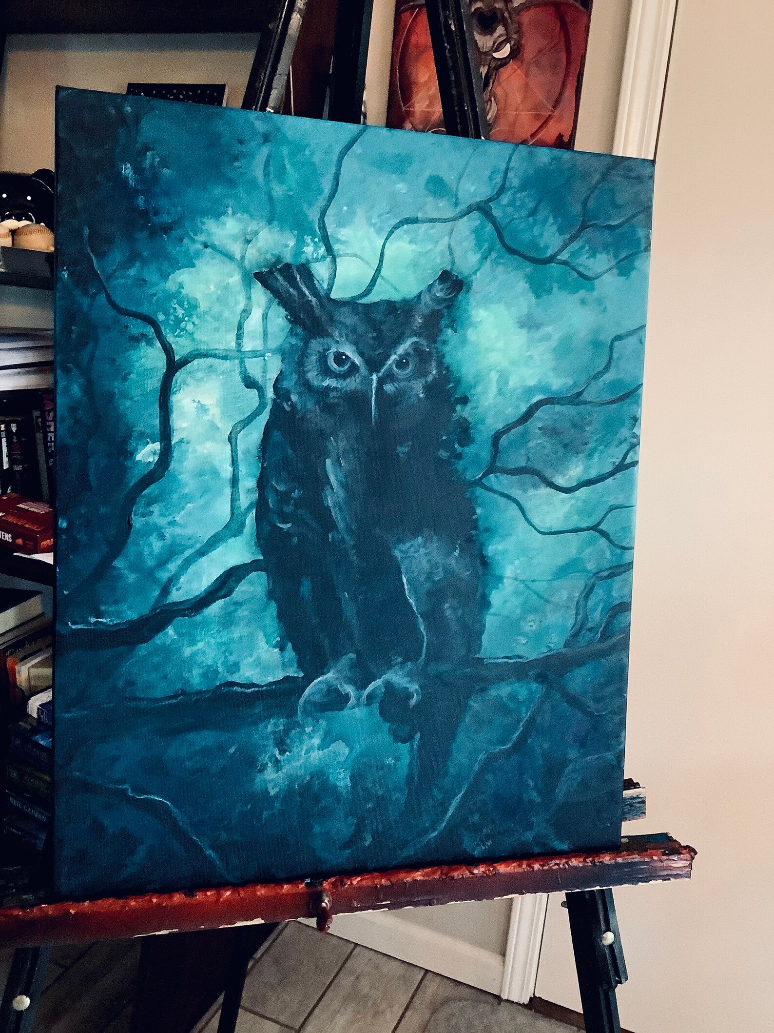 Queen of Dusk Lustrous Art Print Dark Owl at Twilight on - Etsy