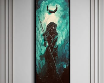 Glory of the Green Witch - Dark Art Print - Silhouette Girl with Magic Staff