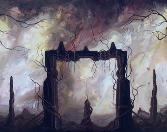 Gateway to the Lone Soul - Lustrous Art Print - Lonely Tree Standing Beyond Dark Portal w/ Twisted Trees