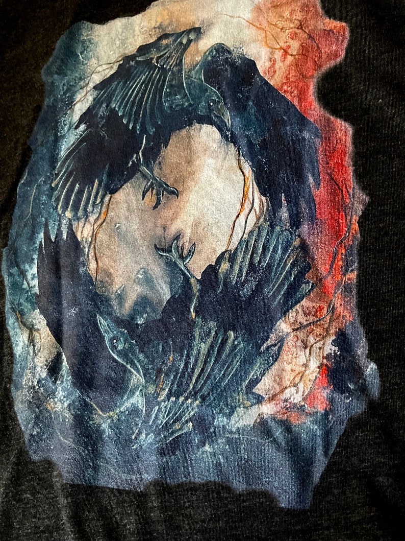 The Dance Eternal Unisex T Shirt Twin Dark Shadowy Ravens on Soft & Comfortable Lightweight Shirt image 3