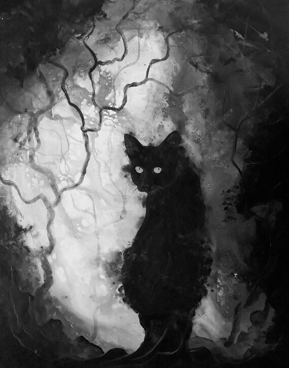 Eyes of the Night Digital Art Download Haunted Black Cat Etsy