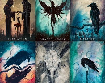 Raven Art Print Bundle  - Set of Six Art Prints Featuring Ravens & Crows in Surreal Settings - From Wisdom of the Raven Oracle Deck