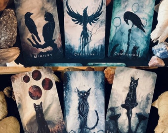The Cat & Raven Deck Bundle - One Wisdom of the Raven Oracle Deck and One Haunted Cat Tarot Deck - See Description for Details