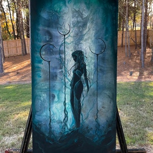 Unloved - Dark Art Wall Print - Gloomy Sad Medusa Goddess Weeps atop Moon Pillars image 4