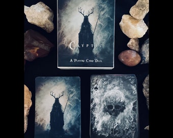 Cryptic - Classic 52-Card Poker Playing Deck featuring Dark Cloaked Spirits, Skulls, and Surreal Witchy Artwork