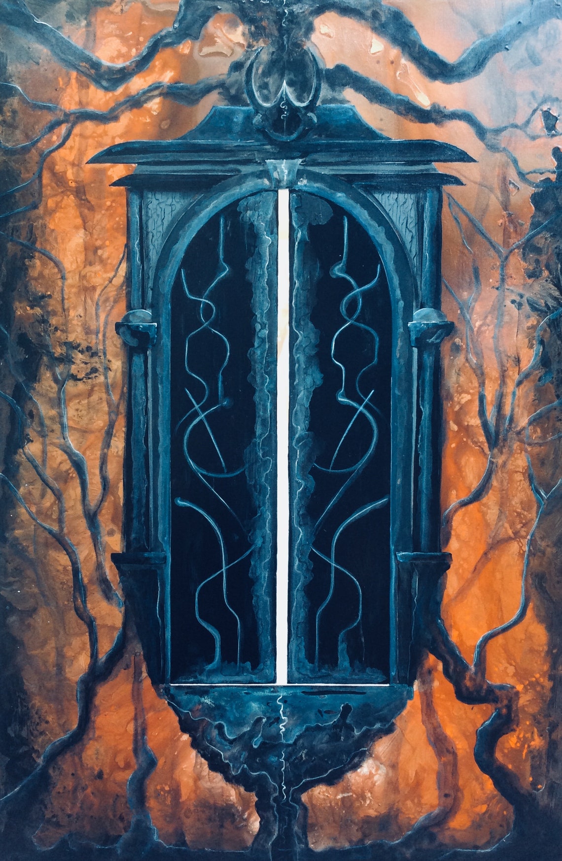 Door Beyond the Dark Original Canvas Painting Dark Etsy