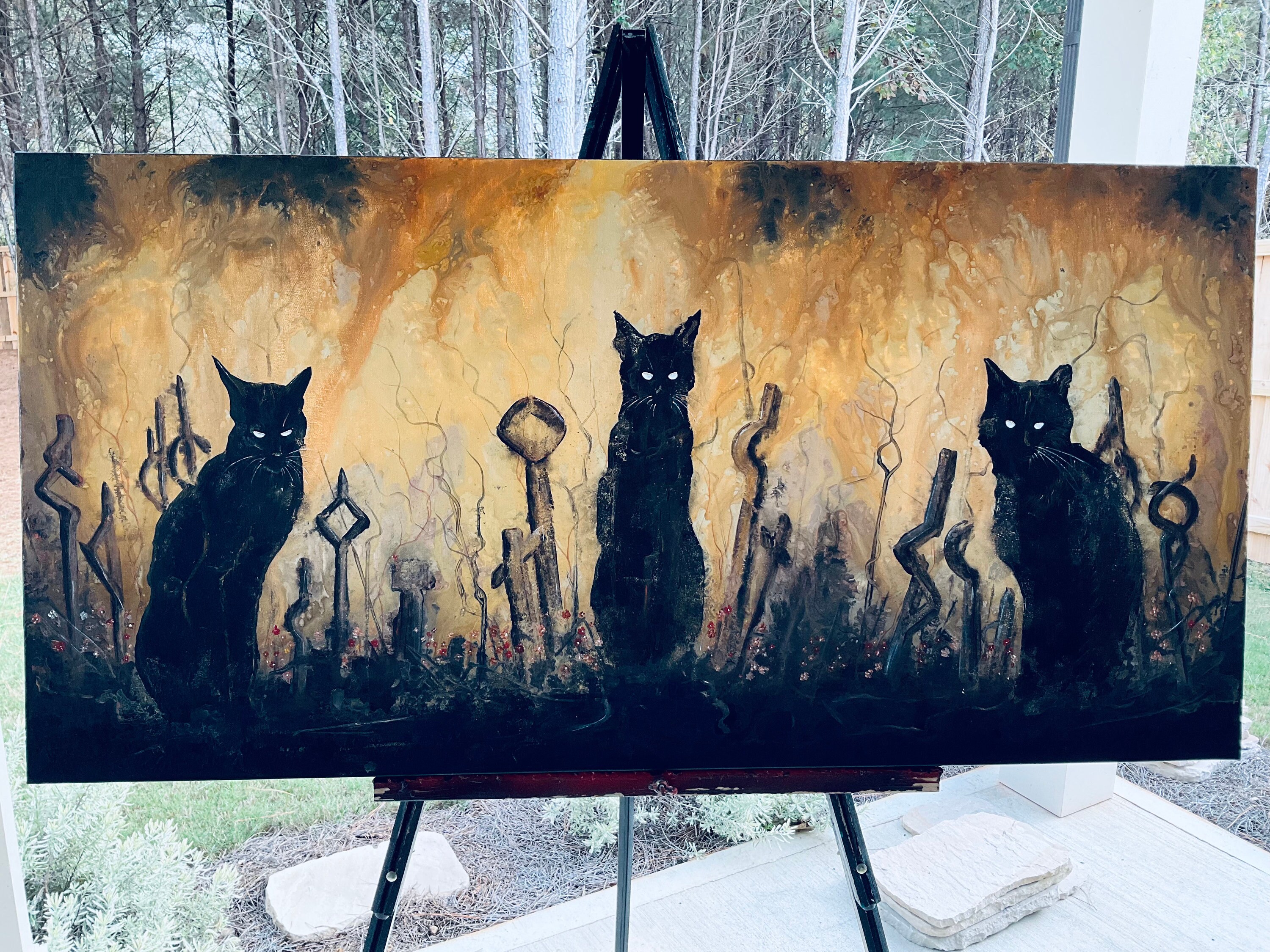 Midnight Mastery Original Canvas Painting Three Haunted - Etsy