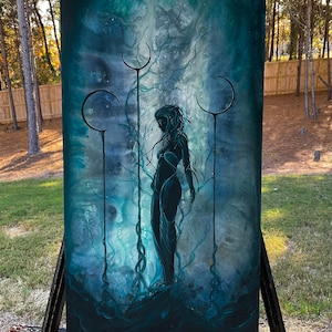 Unloved - Dark Art Wall Print - Gloomy Sad Medusa Goddess Weeps atop Moon Pillars image 3