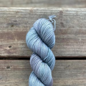 Hand Dyed Sport Weight Yarn, Pure Merino Wool in Silver and Lilac Tones