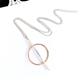 Copper & silver geometric necklace