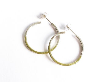 Small silver & brass hammered hoops