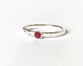 Ruby silver stacking ring