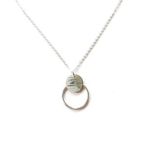 Modern silver hoop necklace