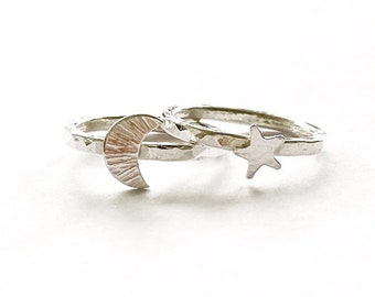 Star & moon stacking ring set