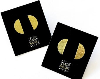 Semi circle brass studs earrings