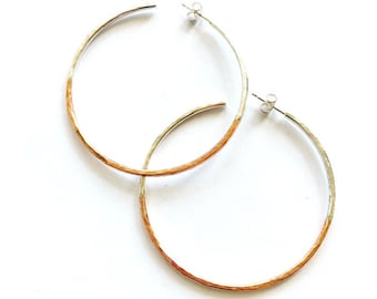 Medium copper & silver hoops
