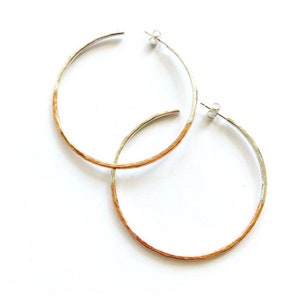Medium copper & silver hoops