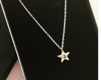 Silver gemstone star necklace