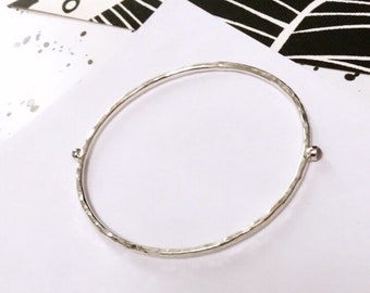 Personalised Sterling silver 2 gemstone bangle