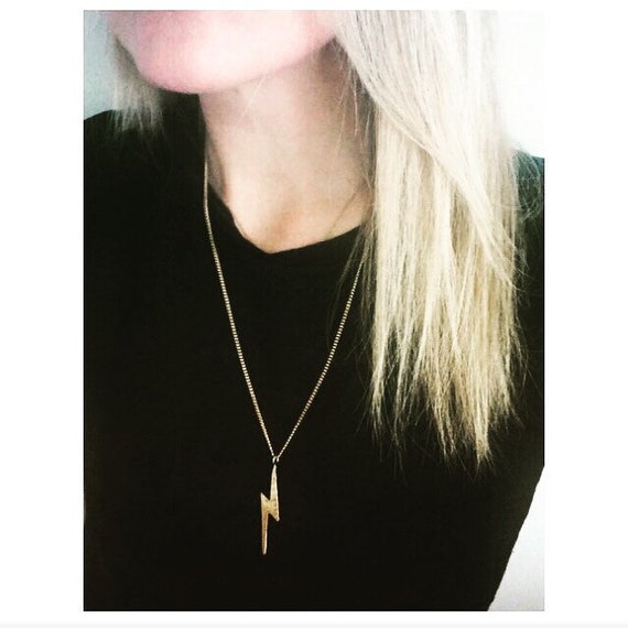 Brass Lightning Bolt Necklace - Etsy