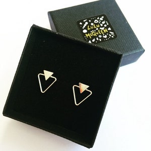 Silver triangle minimalist geometric stud earrings image 9