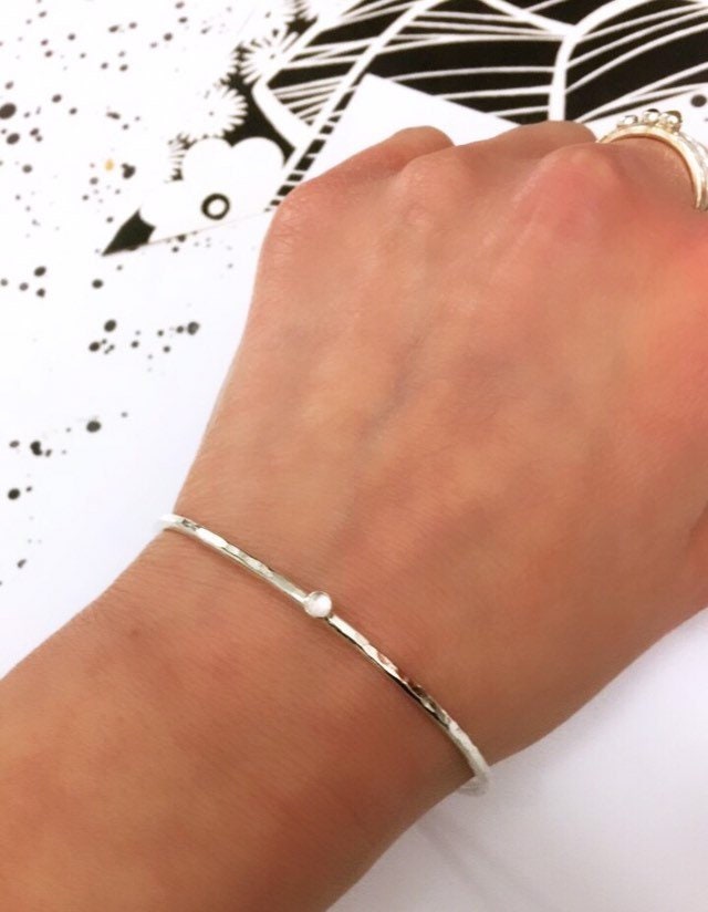 Silver Gemstone Bangle - Etsy