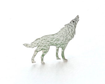 Sterling silver wolf brooch