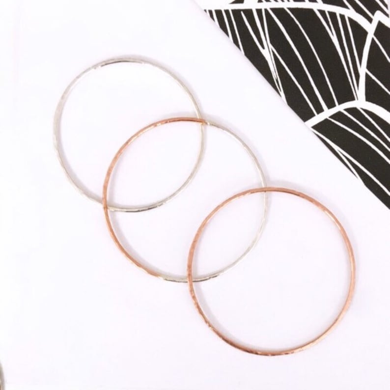 Stacking Bangles Hammered Silver Bangle,Bangle Set Bracelets 3 Bangle Set Silver /& Copper Bangle Hammered Copper Bangle Modern Bangle