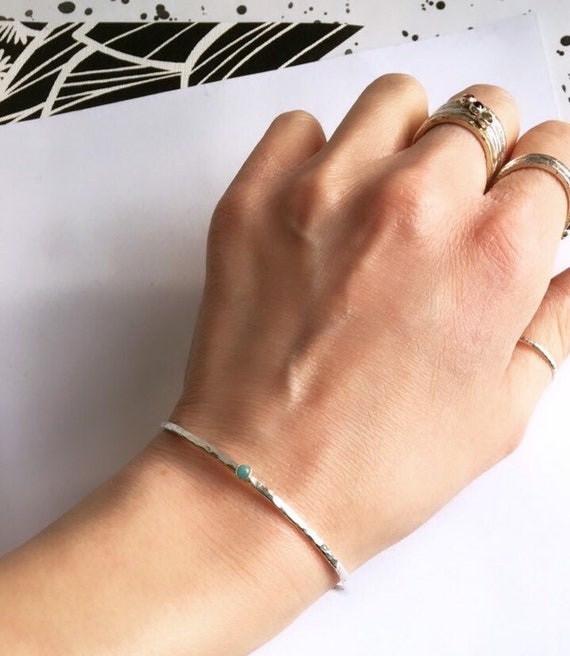 Silver Gemstone Bangle Etsy Australia