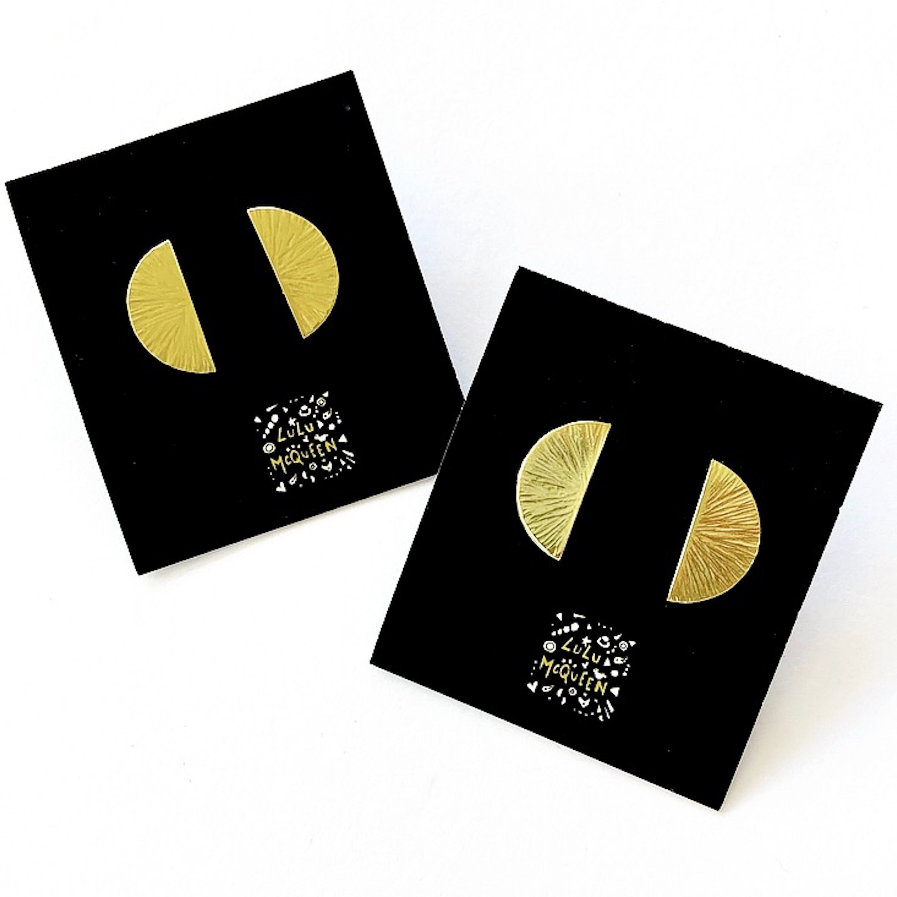 Semi Circle Brass Studs Earrings