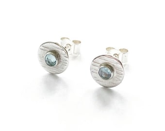 Silver Aquamarine stud earrings