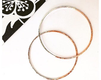 Hammered silver & copper bangle