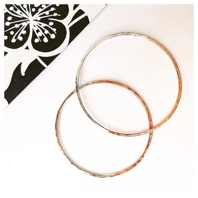 Hammered silver & copper bangle