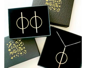 Geometric earring and necklace set