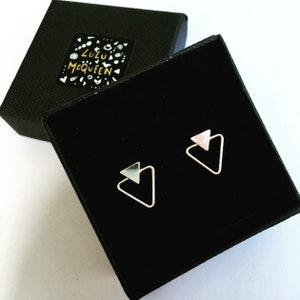 Silver triangle minimalist geometric stud earrings image 4