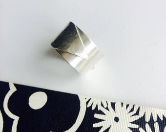 Chunky hammered solid silver wrap ring