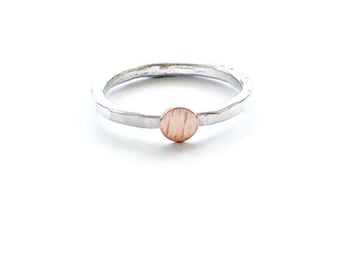 Silver stacking ring with copper disc
