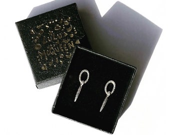 Silver oval dangle earrings