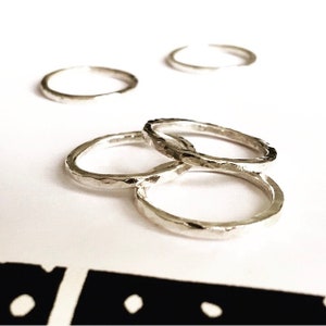 Hammered sterling silver stacking ring band