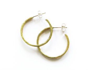 Small hammered brass hoops