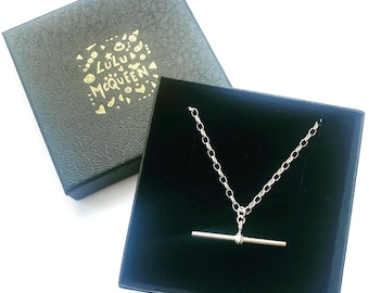 Statement sterling silver bar necklace