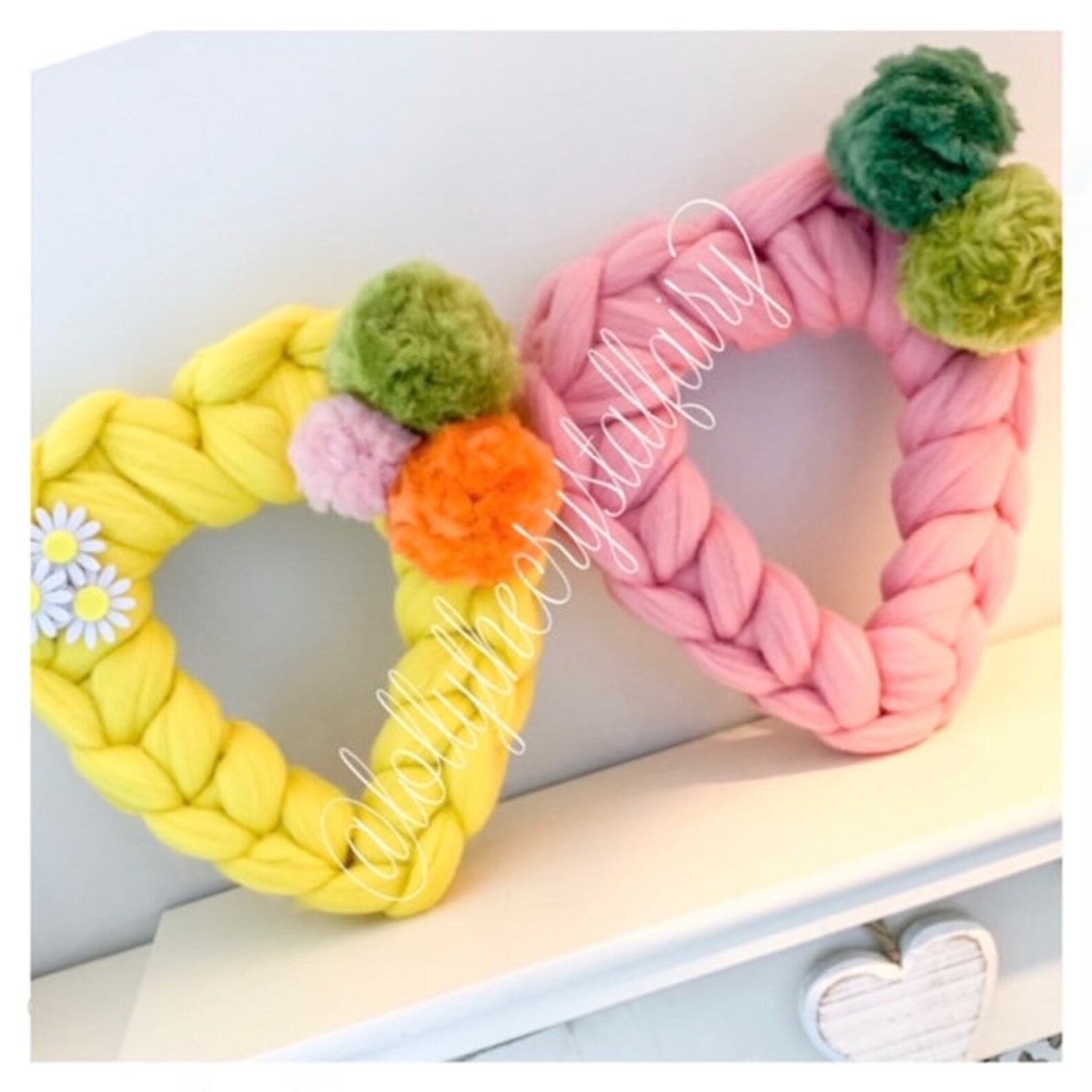 Easter Wreath Chunky Knit Wreaths Heart Merino Wool Chunky Etsy