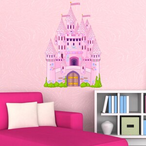Castle Wall Decal - Vinyl Bedroom Wall Sticker - Fairy Tale Castle Decor - Indoor Removable Wall Art for Kids’ Room or Nursery