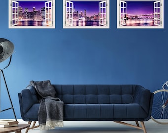 Ventana con puerta francesa de 3 partes de Nueva York estilo Skyline