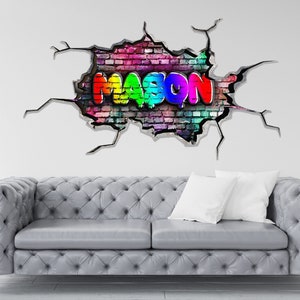 PERSONALIZED WALL DECAL, Graffiti Wall Art, Custom Wall Sticker, Gift For Kids, Graffiti Sticker, Graffiti Name Wall Decal, Wall Decor