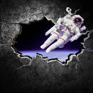 ASTRONAUT WALL DECAL, Space Wall Decal, Galaxy Wall Decal, Astronaut Room Decor, 3d Wall Stickers, Vinyl Wall Mural