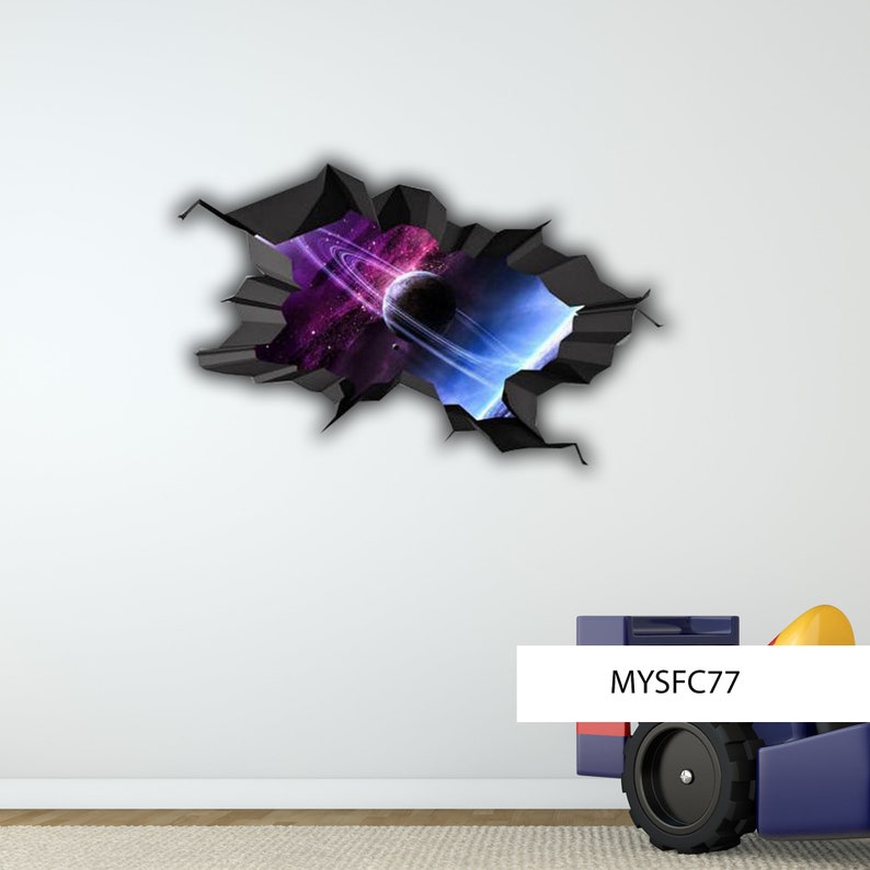 GALAXY 3D STICKER Cracked Wall Decal 3D Deep Space Decal Etsy