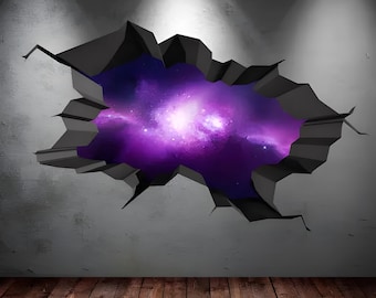 3D Galaxy Wall Decal: Space Planet Vinyl Mural