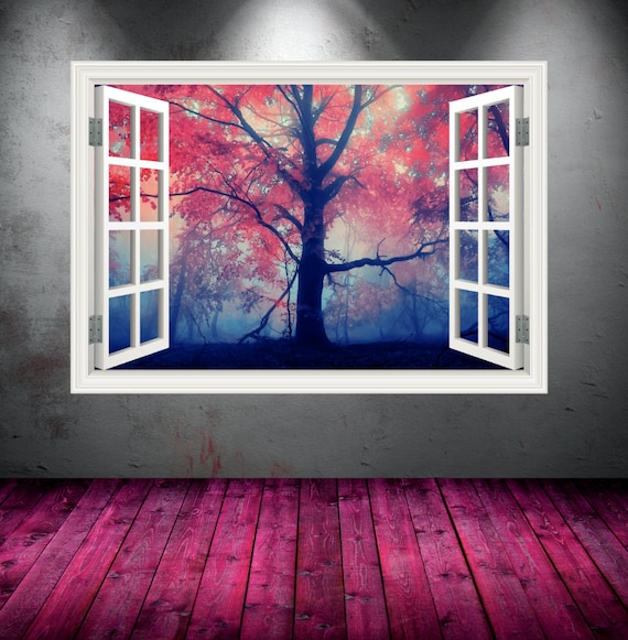 Mountain Window Frame Full Colour wall art sticker decal transfer mural Graphic