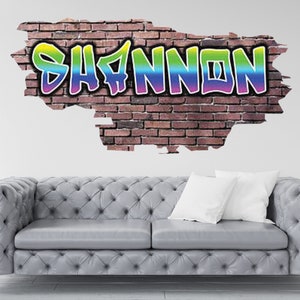 Graffiti Name Brick Wall Decal - Custom Name Art - Personalized Sticker - Boys&#39; Room Decor - Unique Wall Accent - Custom Gift